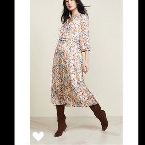 ba&sh Cream Floral Silky Reese Boho Maxi Dress 0